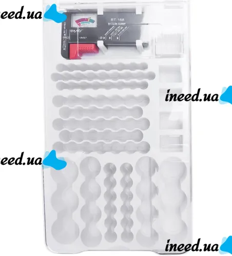 Organizer storage case for batteries and accumulators Battery Master AND584 with tester BT-168 for 93 pcs, Plastic case box with hinged lid