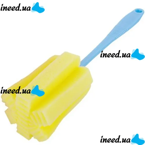 Універсальна губка з довгою ручкою Sponge Cleaning Remiling для миття пляшок і високих склянок, Кухонна убчатая щітка для чищення посуду