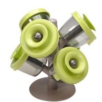 Набір для зберігання спецій і трав Pop Up Spice Rack з силіконовими кришечками, Набір контейнерів органайзер на 6 контейнерів у вигляді дерева