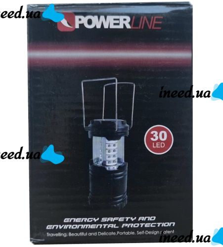 Світлодіодний кемпінговий ліхтар Power Line WF86 30LED від батарейок 3W, розкладна лампа ліхтарик на батарейках для аварійного освітлення 3Вт Чорний