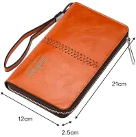 Чоловічий гаманець клатч Baellerry Leather Model 1 W009 Orange з відділенням для телефону, чоловіче портмоне на 21 відділень для купюр Помаранчевий