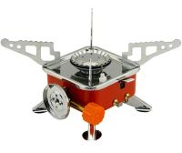 Tourist gas burner stove taganok Kovar MB-K202 for cooking with collet mounting for gas cylinders and piezo ignition Red