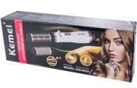 Hair Dryer Styler Brush for Hair Drying Kemei KM-8020 2 in 1, Rotating Curling Brush with nozzle for styling, curling and straightening 1000W White