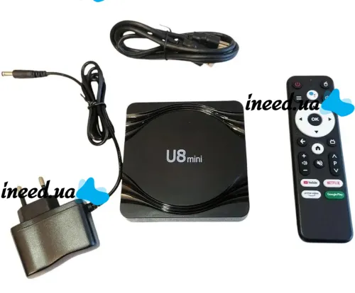 Smart TV Box U8 Mini 4Gb/32GB Android with remote control, 4K Android TV media player with built-in Wi-Fi module for TV Black