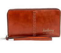 Чоловічий гаманець клатч Baellerry Leather Model 1 W009 Orange з відділенням для телефону, чоловіче портмоне на 21 відділень для купюр Помаранчевий