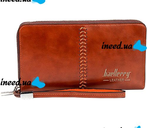 Чоловічий гаманець клатч Baellerry Leather Model 1 W009 Orange з відділенням для телефону, чоловіче портмоне на 21 відділень для купюр Помаранчевий