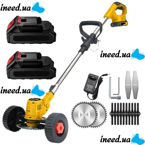 Акумуляторна газонокосарка тример DeWalt DCMST156N 48v з колесами для покосу трави і кущів, Бездротова коса Деволт для стрижки газону