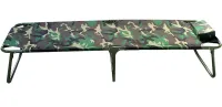 Folding single bed with headrest DSSLU 59 with a load of up to 120 kg, Tourist cot with pillow 190x75x43 cm Camouflage