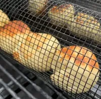 Cylindrical non-stick grill grid basket IRIS KT-183 for vegetables meat fish without handle, stainless steel barbecue grate with rotation