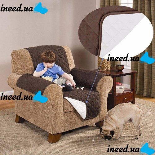 Двостороння накидка чохол на крісло Couch Coat з мікрофібри, захисне двостороннє водонепроникне стьобане покривало для крісла