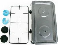 Настільний газовий таганок Domotec MS-6602 на 2 конфорки для їжі, двоконфорочна газова плита настільна варильна поверхня для балонного газу