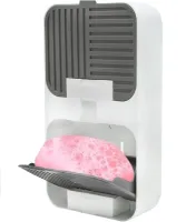 Wall-mounted Soap Organizer Flip Lid Drain Soap Box with 2 compartments with hinged lids, Double Hinged soap Dish with drain to the bathroom wall