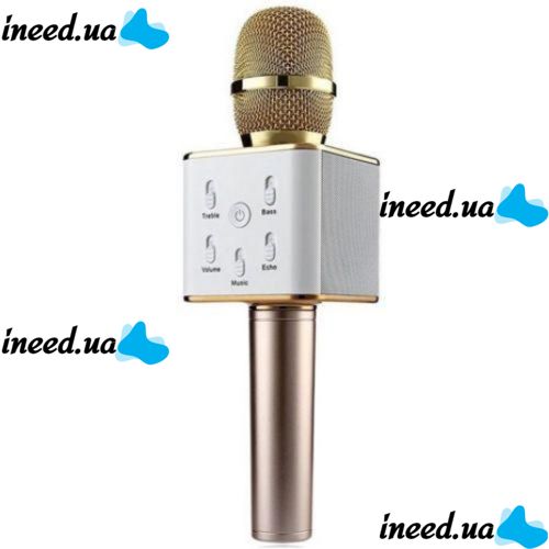 Бездротовий мікрофон караоке bluetooth Q7 Gold Золотий