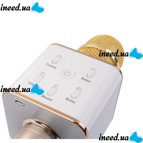 Бездротовий мікрофон караоке bluetooth Q7 Gold Золотий