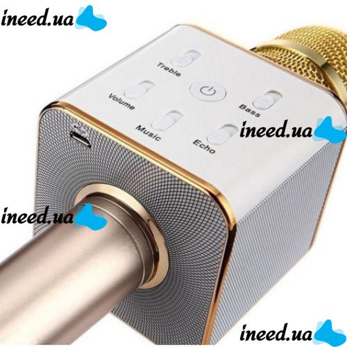 Бездротовий мікрофон караоке bluetooth Q7 Gold Золотий