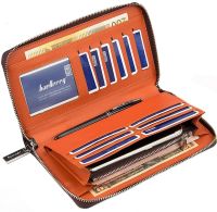 Чоловічий гаманець клатч Baellerry Leather Model 1 W009 Orange з відділенням для телефону, чоловіче портмоне на 21 відділень для купюр Помаранчевий