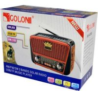 Rechargeable FM Radio Receiver MP3 Speaker Golon RX-455S SOLAR USB+SD with Solar Panel, Portable FM Radio Receiver 6W with Battery Red