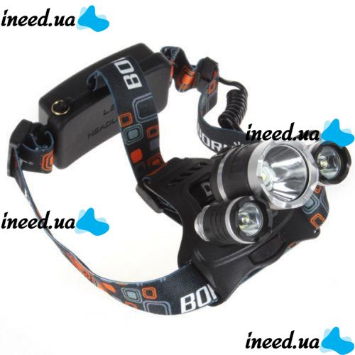 Bailong RJ-3000 T6 3 Led Bailong RJ-3000 T6 3 in 1 LED Triple Cordless RJ3000 Head Mounted Flashlight