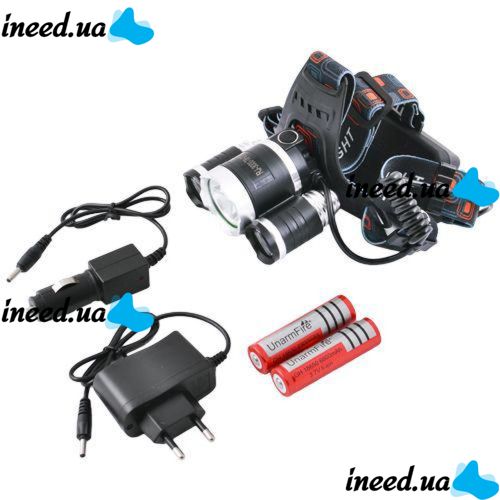 Bailong RJ-3000 T6 3 Led Bailong RJ-3000 T6 3 in 1 LED Triple Cordless RJ3000 Head Mounted Flashlight