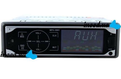 Universal car radio 1DIN ISO Pioneer MP3-3881 with touch buttons and remote control, Touch radio player in the car with USB and SD