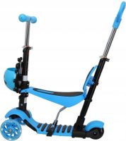 Tricycle Children's Running Scooter Scooter FYS-2864 Blue 5 in 1 with Folding Seat, Parent Handle and Luminous Wheels for Children Blue