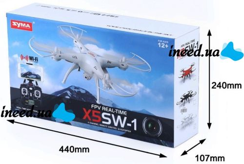 Radio-controlled quadcopter Syma X5SW-1 Black,White HD+ FPV with HD WI-FI camera on the remote control
