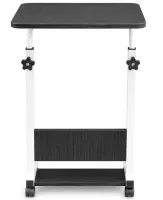 Dujeff HN-640 Bedside Coffee Table on Wheels—Side Table with Rectangular Top and Adjustable Height, 60 x 40 x 80 cm, Gray