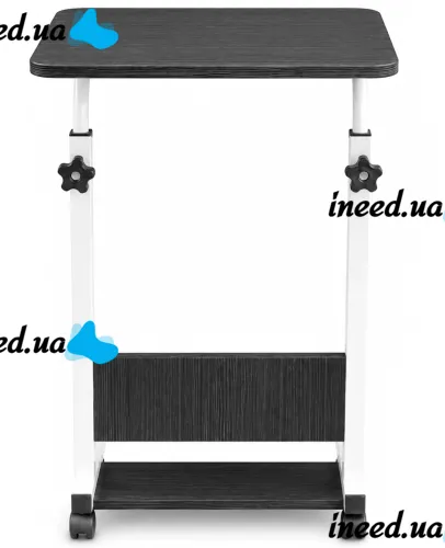 Dujeff HN-640 Bedside Coffee Table on Wheels—Side Table with Rectangular Top and Adjustable Height, 60 x 40 x 80 cm, Gray