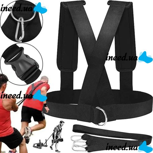 Sports Belts for Body Strength Training Fitness Sled Harness Vest Acceleration Harness with Rings Fitness Belt for Sports Black