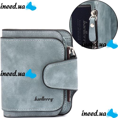 Women's suede wallet Baellerry Forever Mini N 2346 Blue Jeans women's mini purse with 10 compartments for bills and small change 10.5X11.5 cm Blue