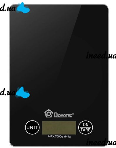 Кухонні електронні ваги Domotec MS-912 від 1 гр до 7 кг, прямокутні сенсорні ваги MX - 402 з плоскою платформою для зважування продуктів чорні