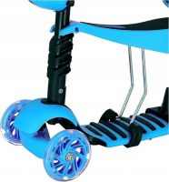 Tricycle Children's Running Scooter Scooter FYS-2864 Blue 5 in 1 with Folding Seat, Parent Handle and Luminous Wheels for Children Blue