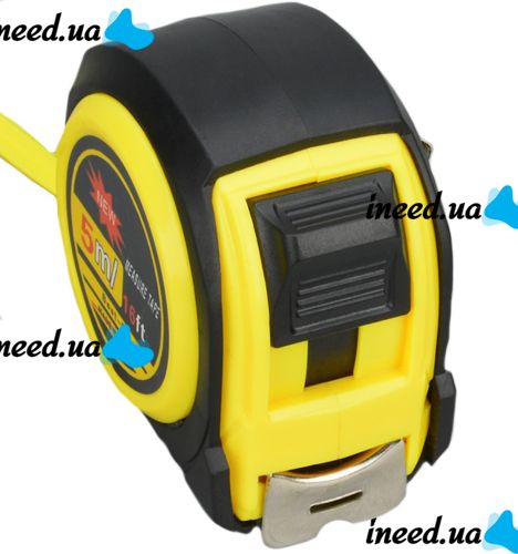 Construction Measuring Tape measure Best-65 5m x 16mm with Hitchhiker and hook, Measuring Tape TP-2401 with Nylon Coating Yellow