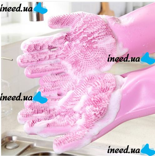 Рукавички губка з ворсинками для миття посуду, універсальні Kitchen Gloves, силіконові рукавички з щіткою для тварин, рукавички губки кухонні