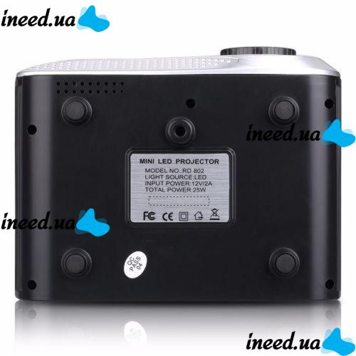 Portable Multimedia Projector with Speaker Led Projector RD-802 Black