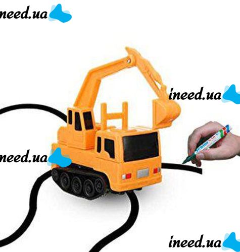 Induction tractor with crane Inductive Truck 777-002 rides along the line
