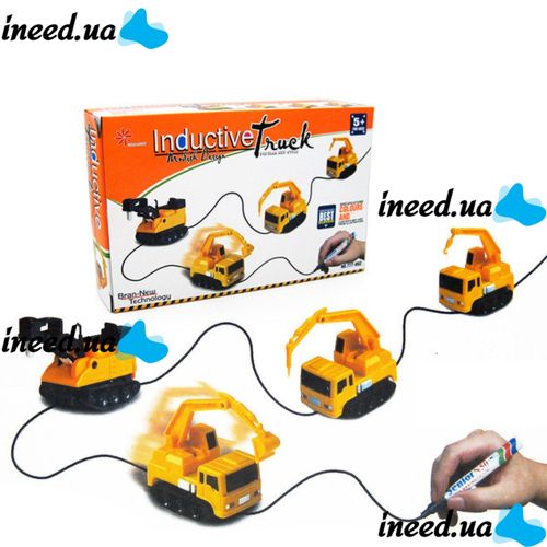 Induction tractor with crane Inductive Truck 777-002 rides along the line