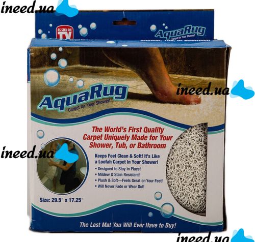 Антиковзаючий килимок для ванної кімнати на присосках Aqua Rug 29,5 * 17,25 см, нековзний вбираючий килимок у ванну з присосками ( Аква Раг )