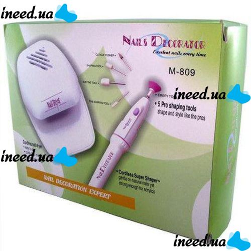 Manicure set Nails Decorator M-809 milling cutter, nozzles and lamp for drying