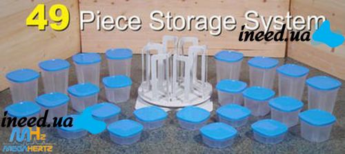 Набір судочків для зберігання їжі Smart Spin Storage System 49 штук скришками