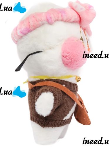 М'яка іграшка Huada Toys качечка в окулярах Lalafanfan 35 см, плюшева качка в одязі Cafe mimi duck Лалафанфан Біла