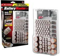 Organizer storage case for batteries and accumulators Battery Master AND584 with tester BT-168 for 93 pcs, Plastic case box with hinged lid