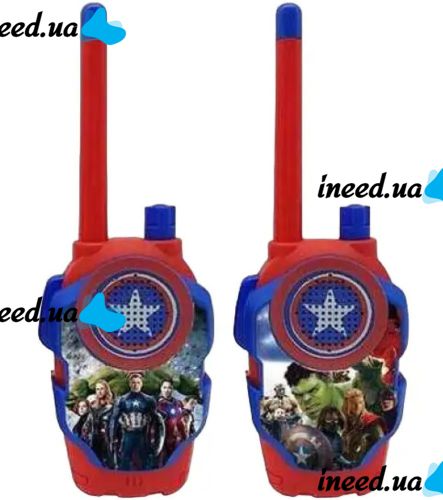Дитячий набір з 2 рацій Месники Walkie Talkie Avengers 1568-1 на батарейках до 3м, Дитячі рації 2 шт Супергерої для зв'язку зі звуковими ефектами