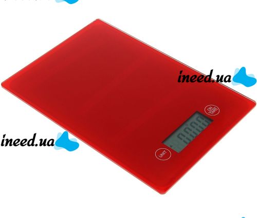 Domotec MS-912 Kitchen Electronic Scales from 1 g to 7 kg, MX-402 Rectangular sensor scales with a flat platform for weighing products Red