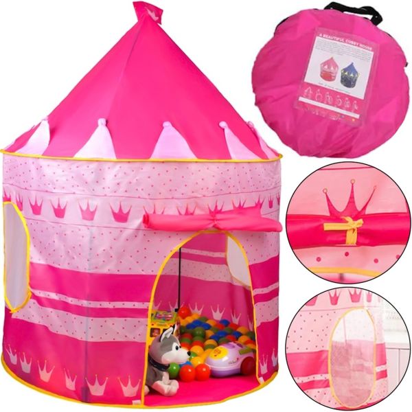 Детская игровая палатка шатер Beautiful Cubby house 135Х105 см складной игровой замок вигвам для игр с сумкой для переноски Замок принцессы Розовая