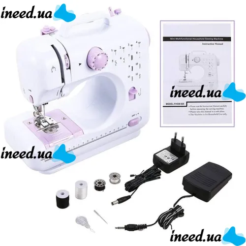 Multifunctional Automatic Sewing MACHINE SEWING MACHINE FHSM-505 12 in 1, Mini Sewing Machine with Overlock 12 Functions 2 Modes White