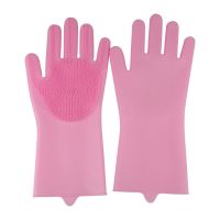 Рукавички губка з ворсинками для миття посуду, універсальні Kitchen Gloves, силіконові рукавички з щіткою для тварин, рукавички губки кухонні