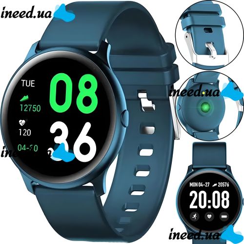 Wrist Smart Watch KW19 Blue 44mm with Pressure Measurement and Fitness Tracker Smart Bluetooth Watch with Tonometer and Heart Rate Monitor Blue