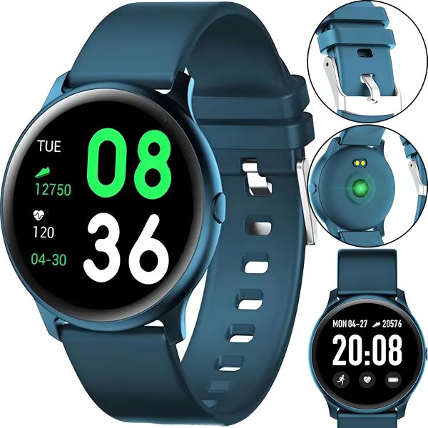 Наручные Смарт часы Smart Watch KW19 Blue 44mm c измерением давления и фитнес трекером Умные Bluetooth часы с тонометром и пульсометром Синие