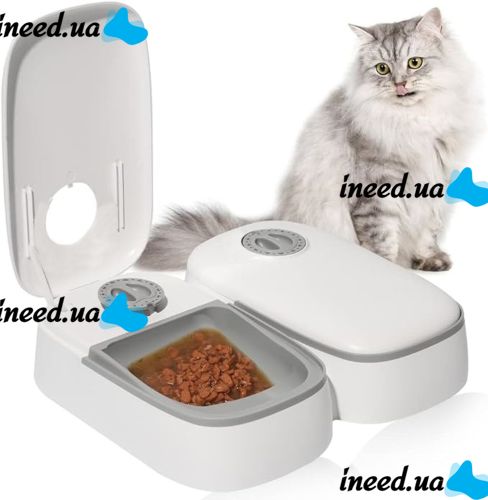 Автоматична подвійна годівниця дозатор 2-Meal Pet Feeder MA - 6 для собак і кішок 659-3 з таймером, Комплект годівниць 2шт по 600 мл для тварин